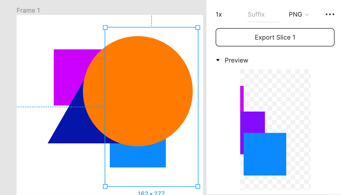 How to crop a shape in Figma: Slice inside a group of squares (Content Only enabled)