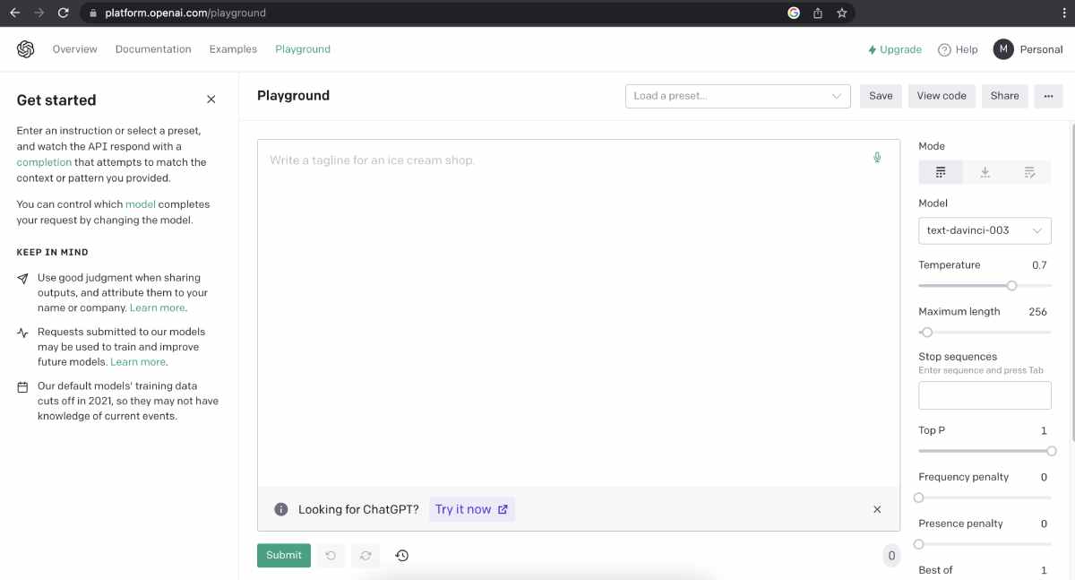 OpenAI Playground