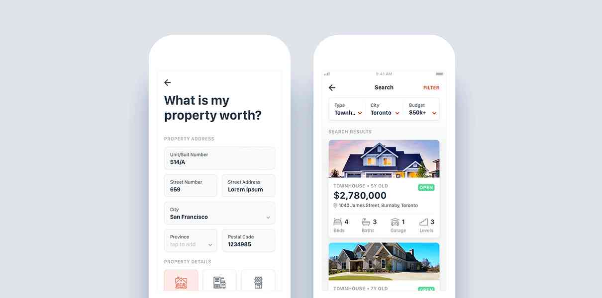 Real Estate software: property search app